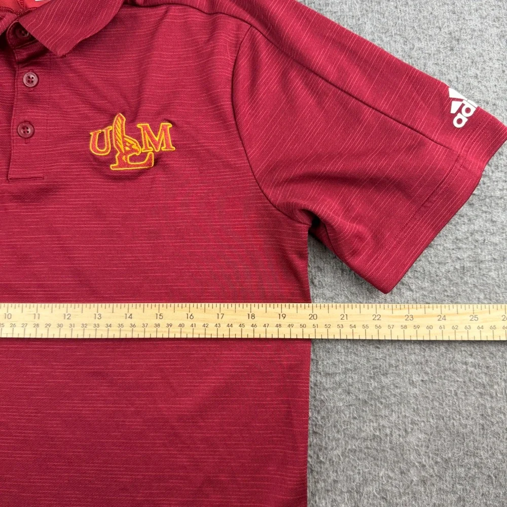 Adidas Polo Shirt Men's Medium Maroon ULM Warhawks Climalite Short Sleeve Logo